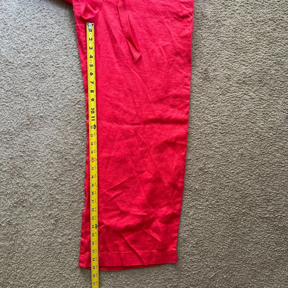 Loft Pants Womens Large 38x29 Marisa 100% Linen Pink Wide Leg Ann Taylor - Picture 9 of 13